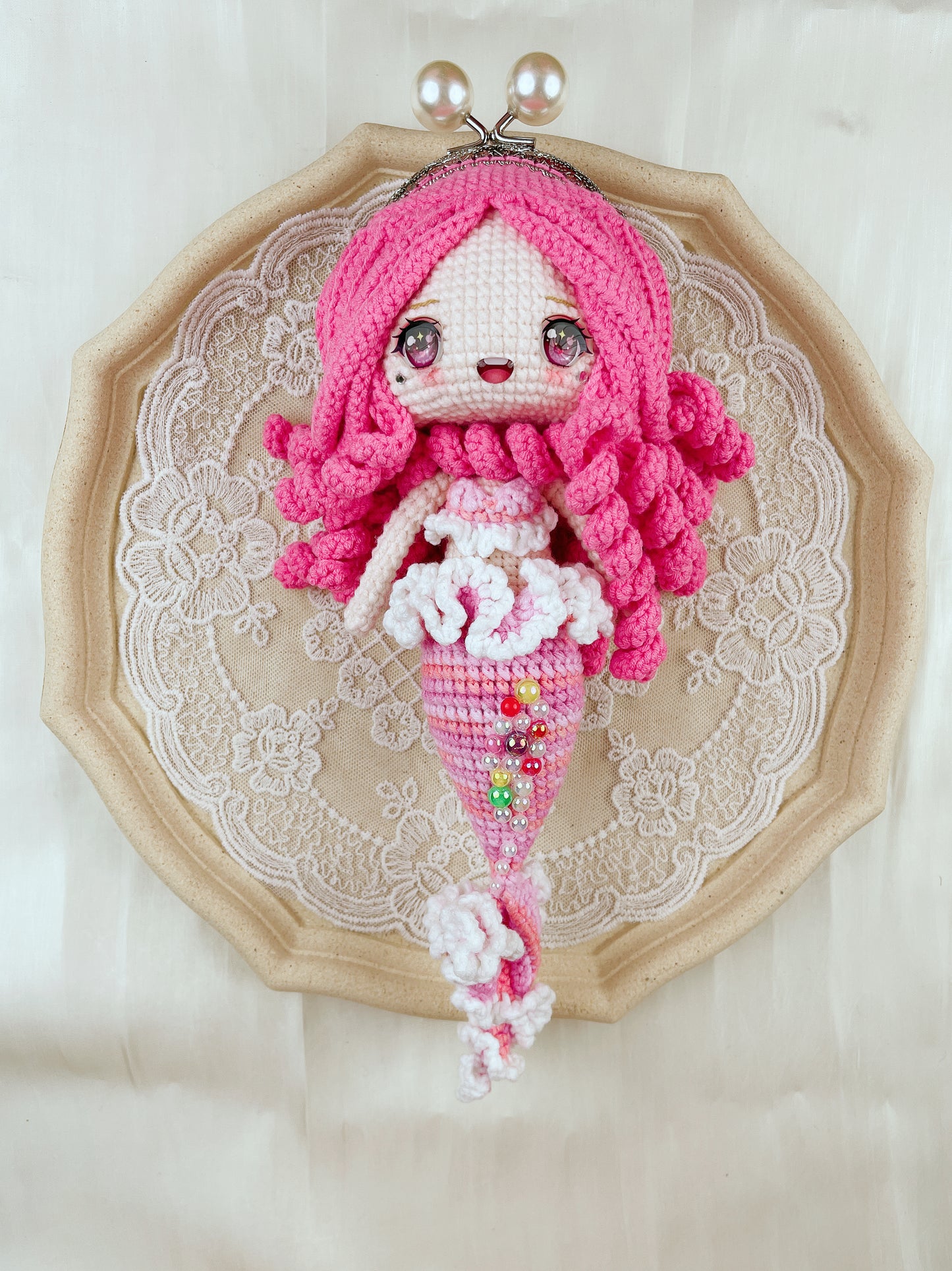 Handmade knitting mermaid purse