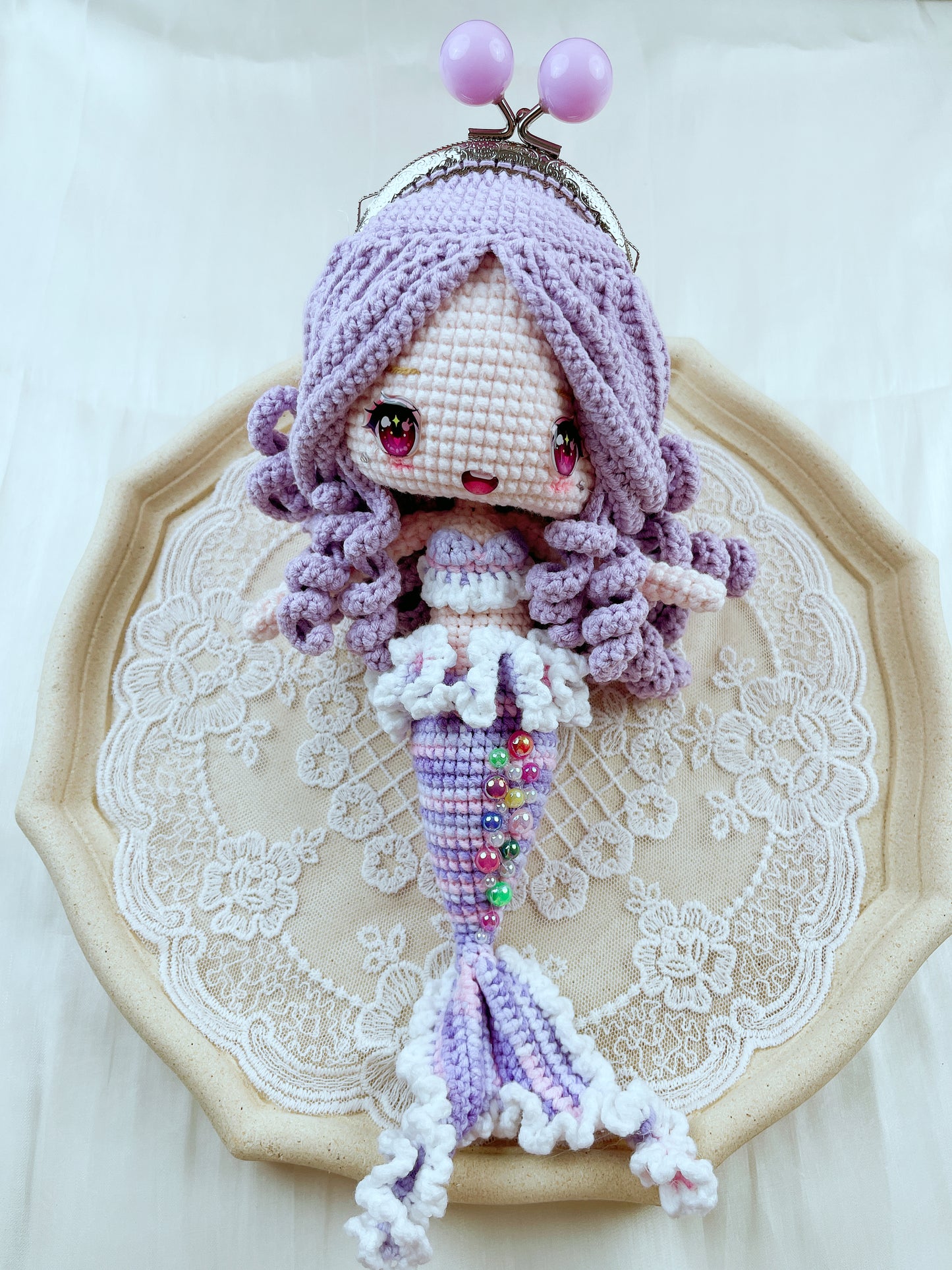 Handmade knitting mermaid purse