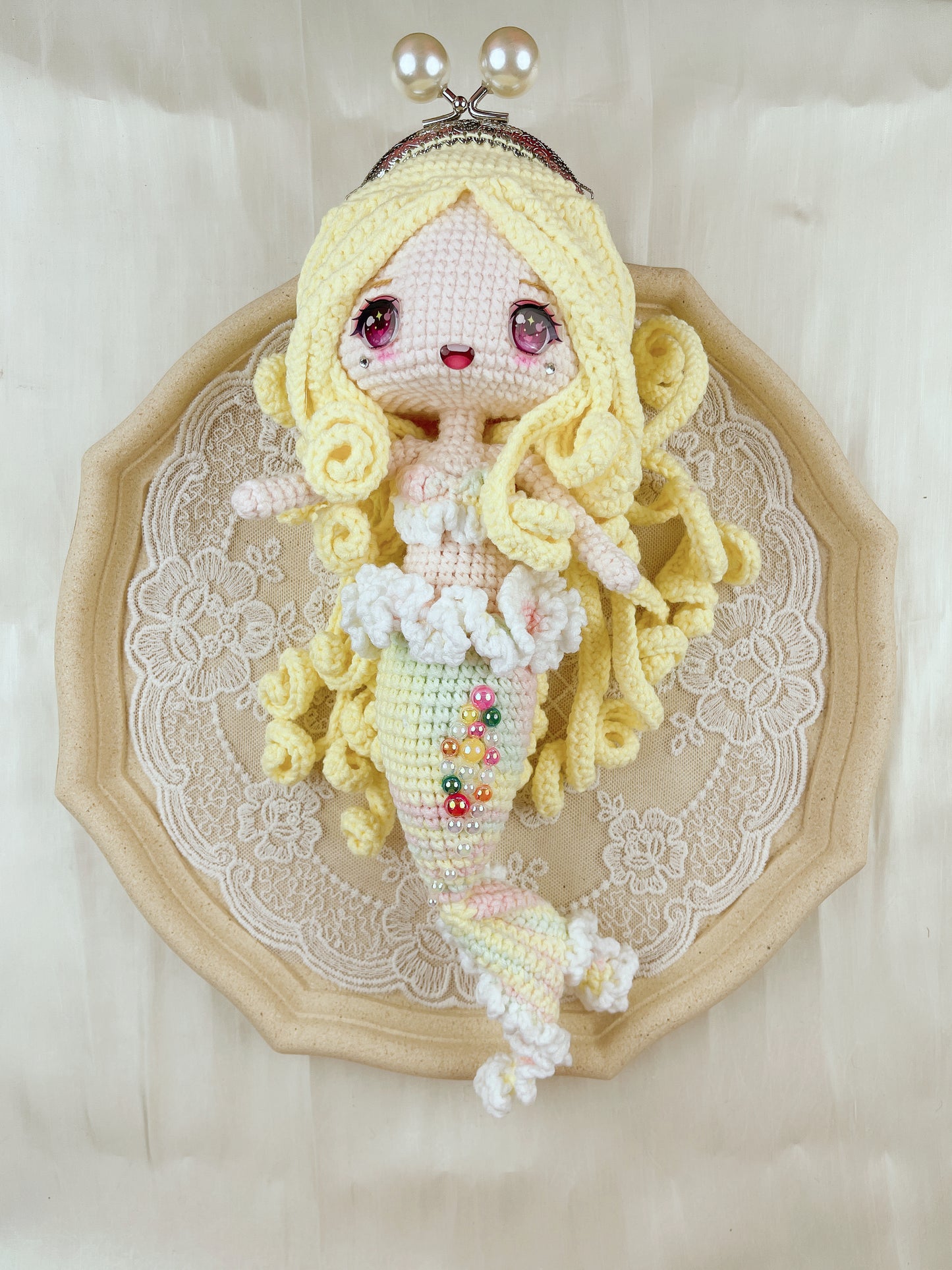Handmade knitting mermaid purse