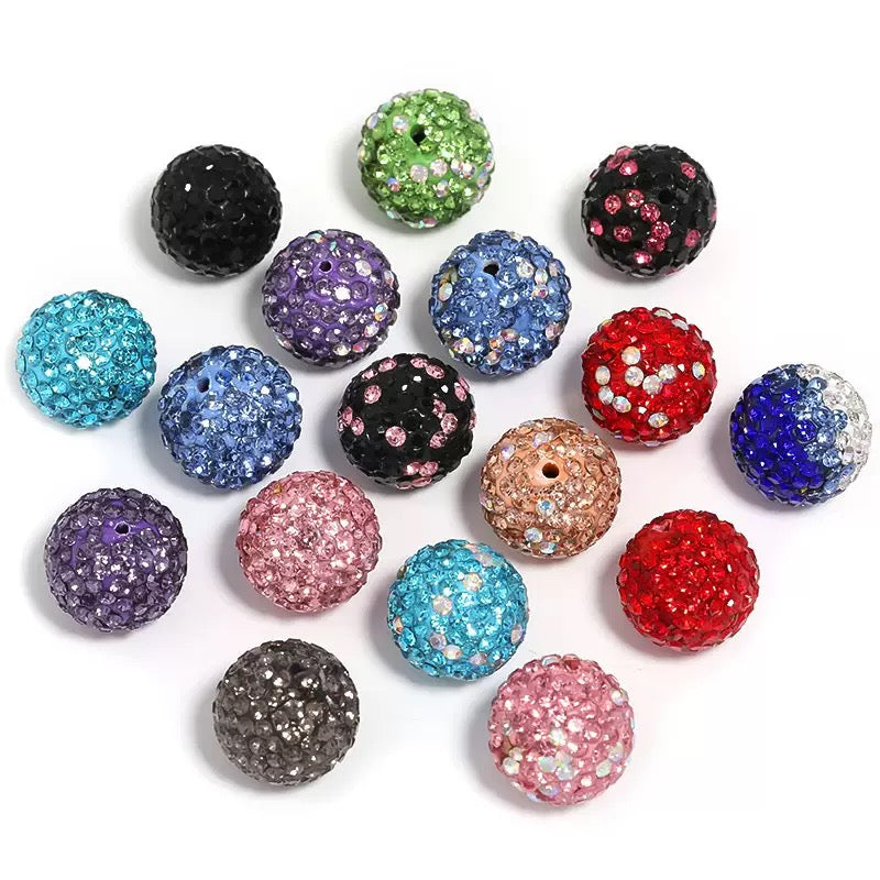Rhinestone Clay Beads 16 mm & 14 mm