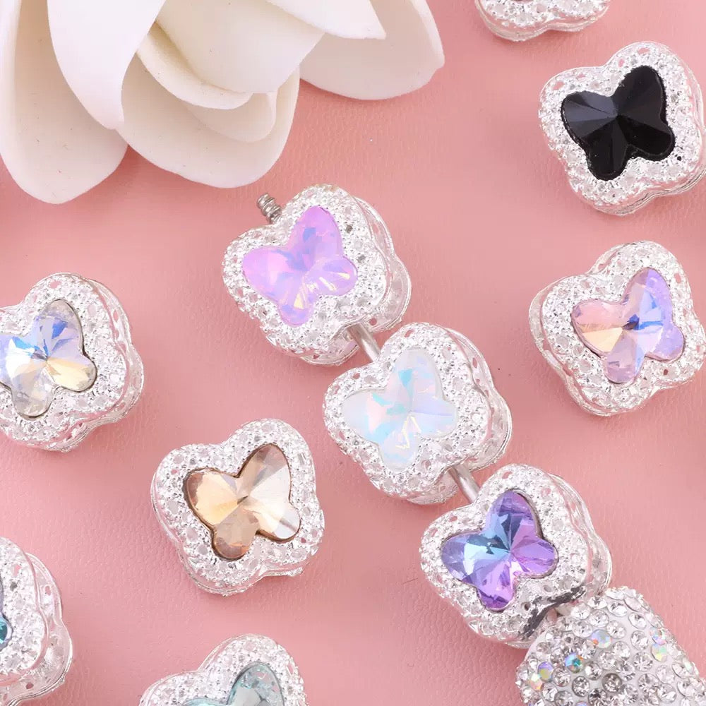 Double-sided alloy small butterfly zircon beads
