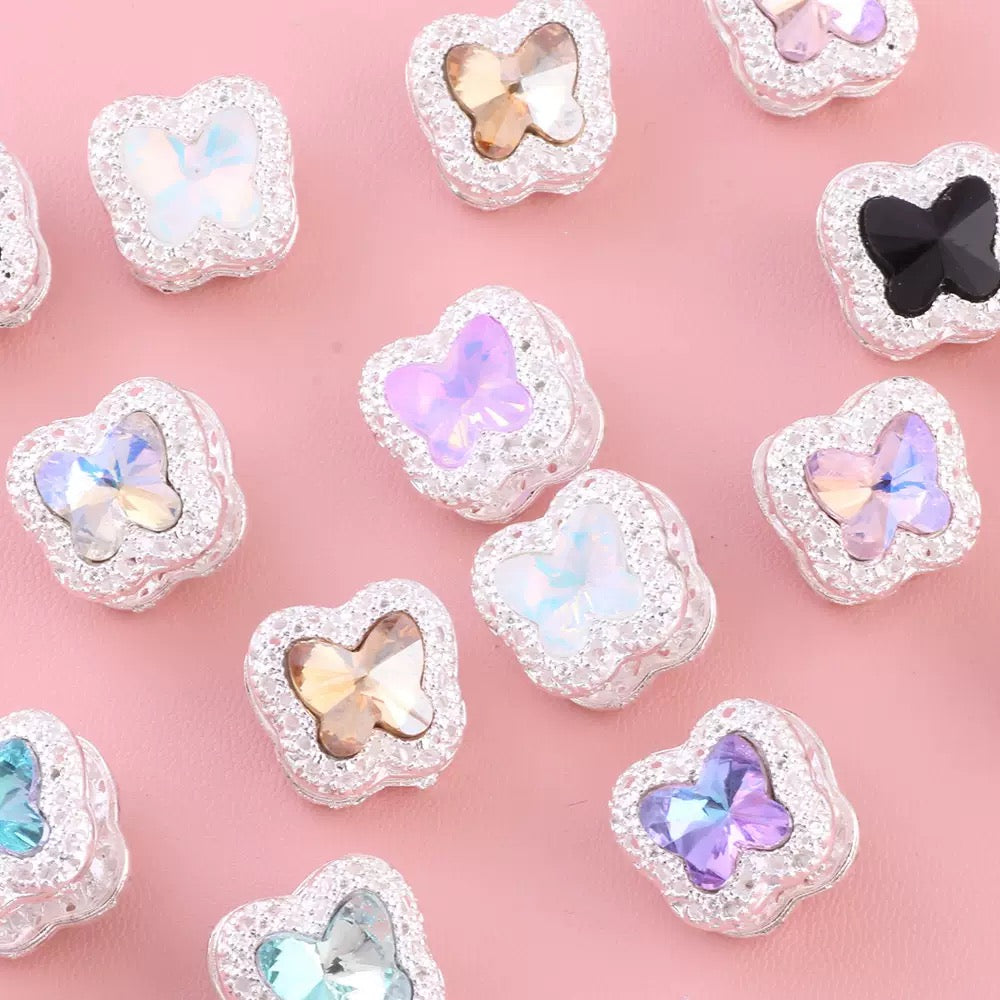 Double-sided alloy small butterfly zircon beads
