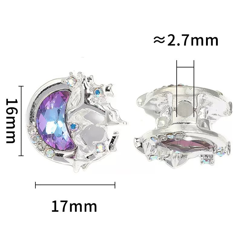 Rhinestone Moon Star Alloy Beads