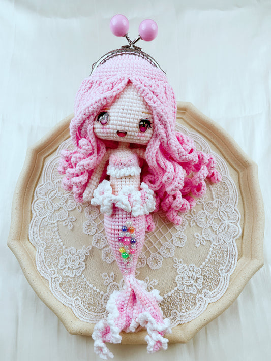 Handmade knitting mermaid purse